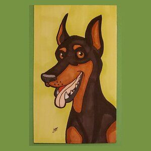 Original Doberman Pinscher Pet Portrait Marker Illustration
